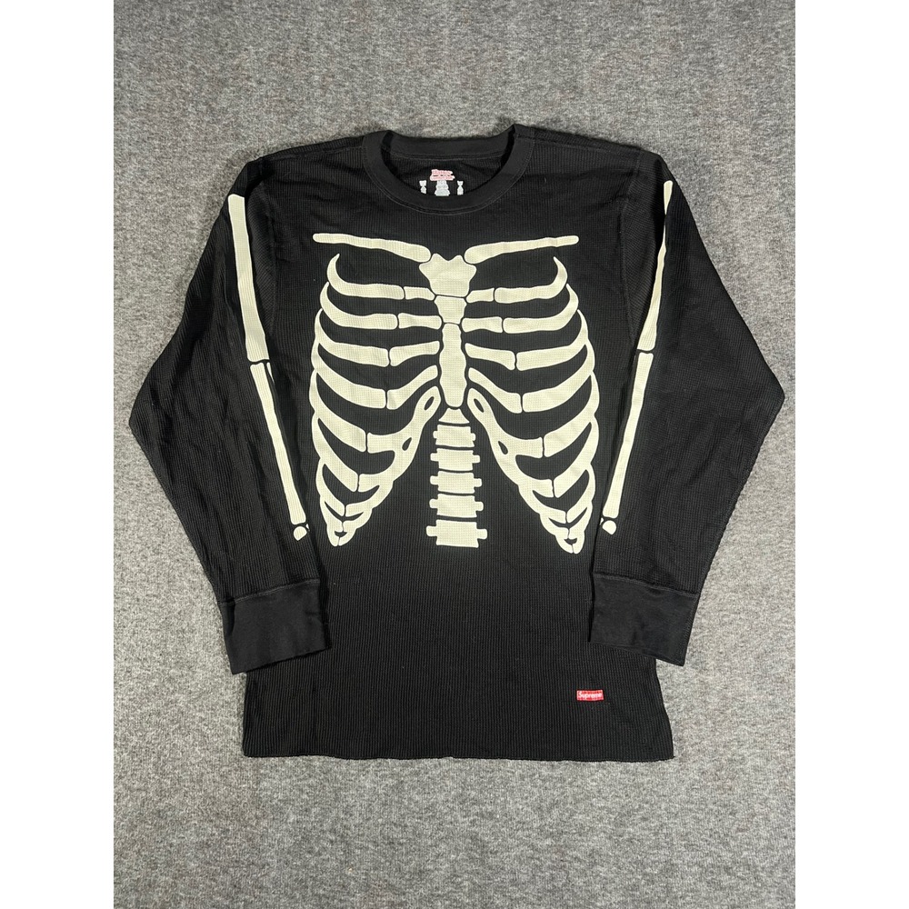Supreme Hanes Skeleton Bones Thermal Longsleeve Black Large Streetwear Shirt